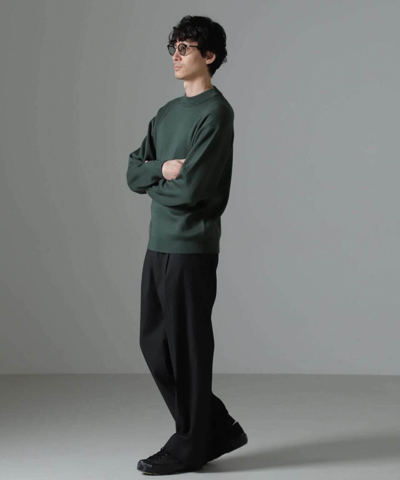 タスマニアミックス ミラノリブリラックスモックネックニット