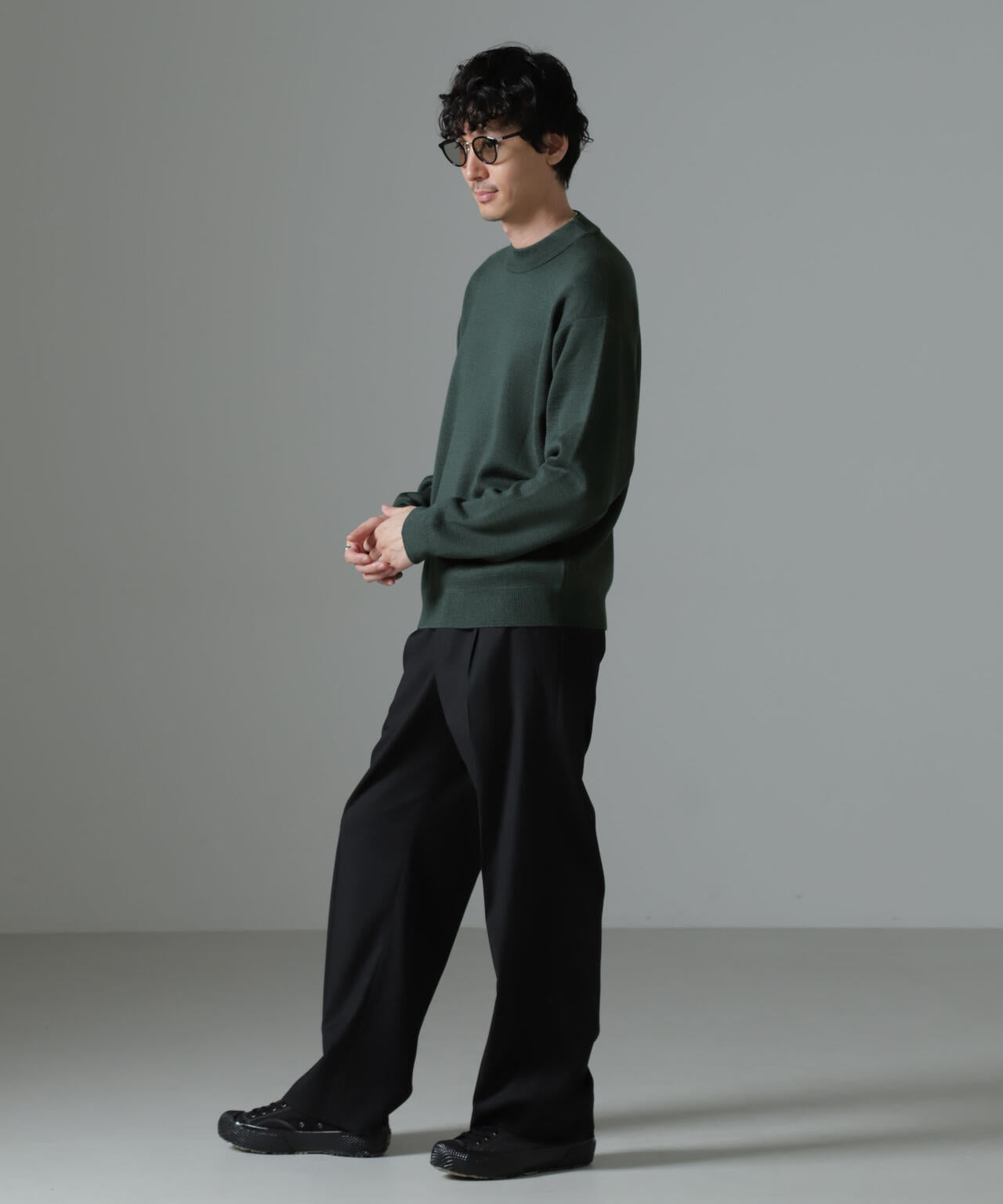 タスマニアミックス ミラノリブリラックスモックネックニット