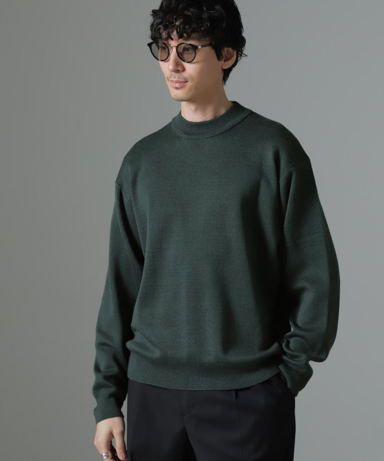 タスマニアミックス ミラノリブリラックスモックネックニット