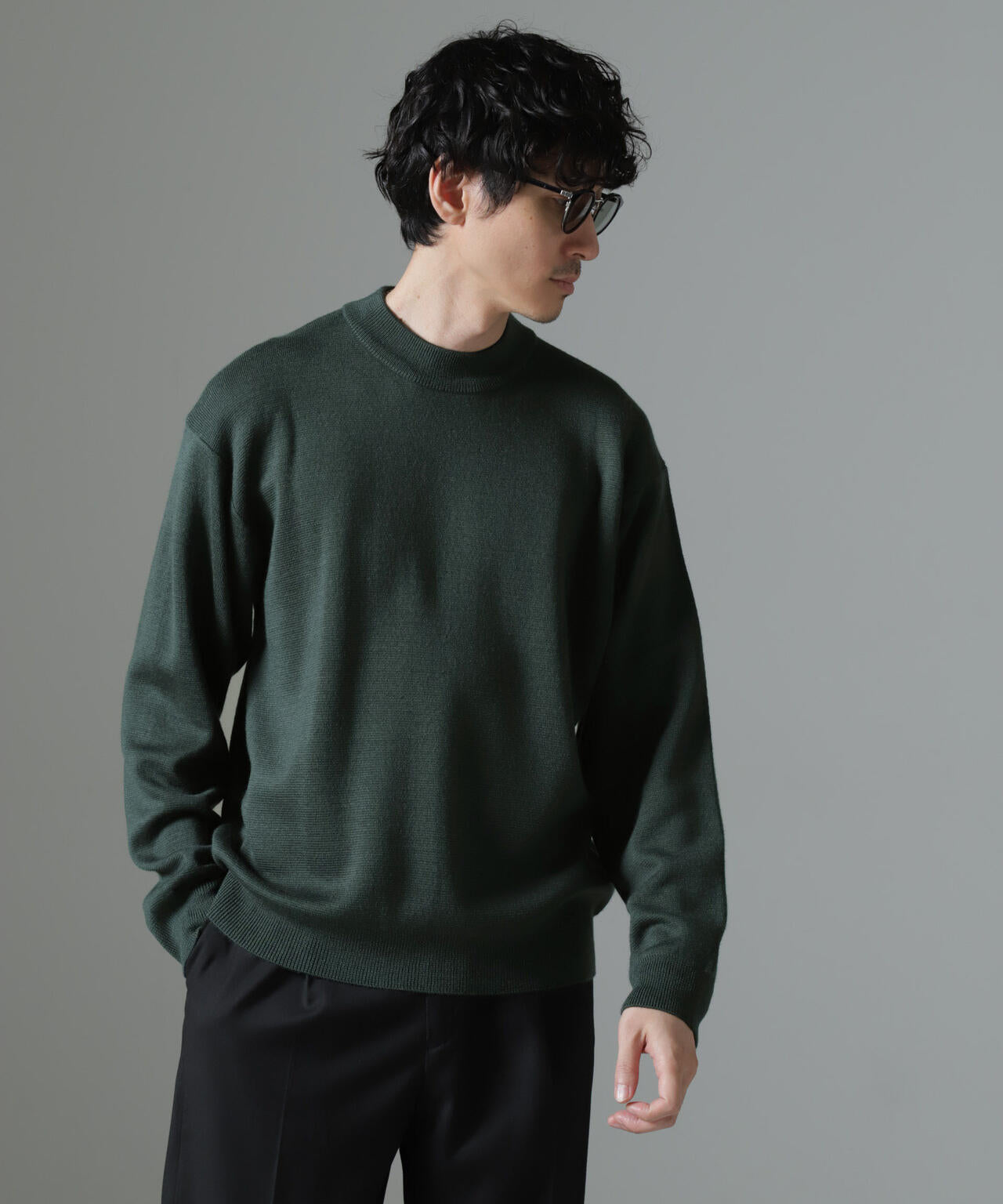 タスマニアミックス ミラノリブリラックスモックネックニット