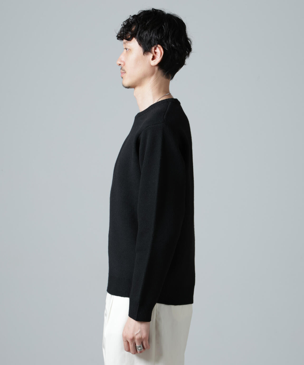【ブラック】ハチノス編みクルーネックニットプルオーバー <PERFORMANCE> (MENS) trim_fce_item6801d587c853c.jpg