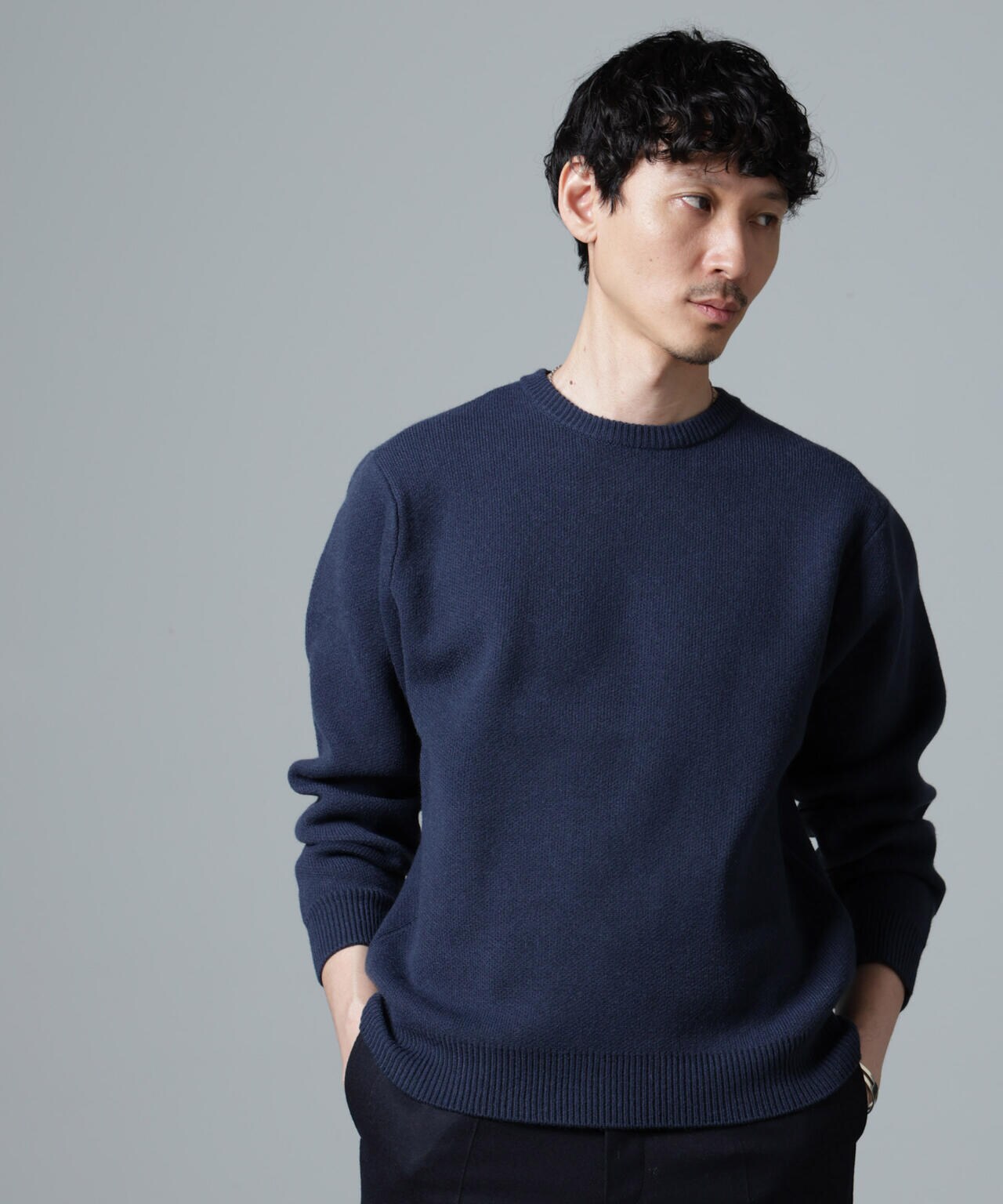 PBTストレッチクルーネックニット | NANO universe（ナノ・ユニバース