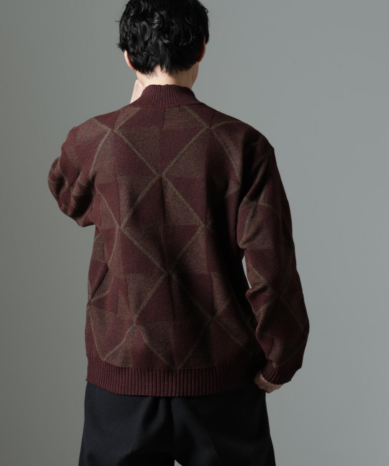 WEB限定/ダイヤ柄ハイネックニット
