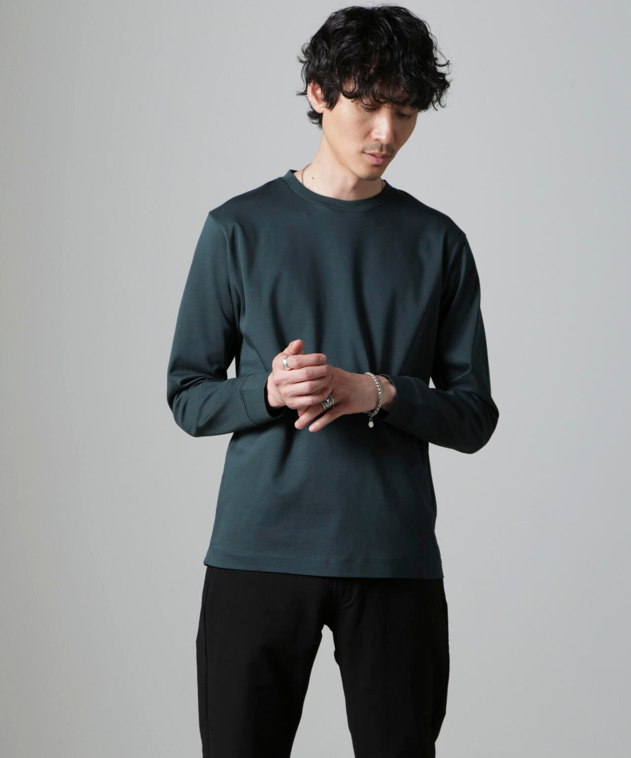 アンチスメルクルーネックTシャツ 長袖