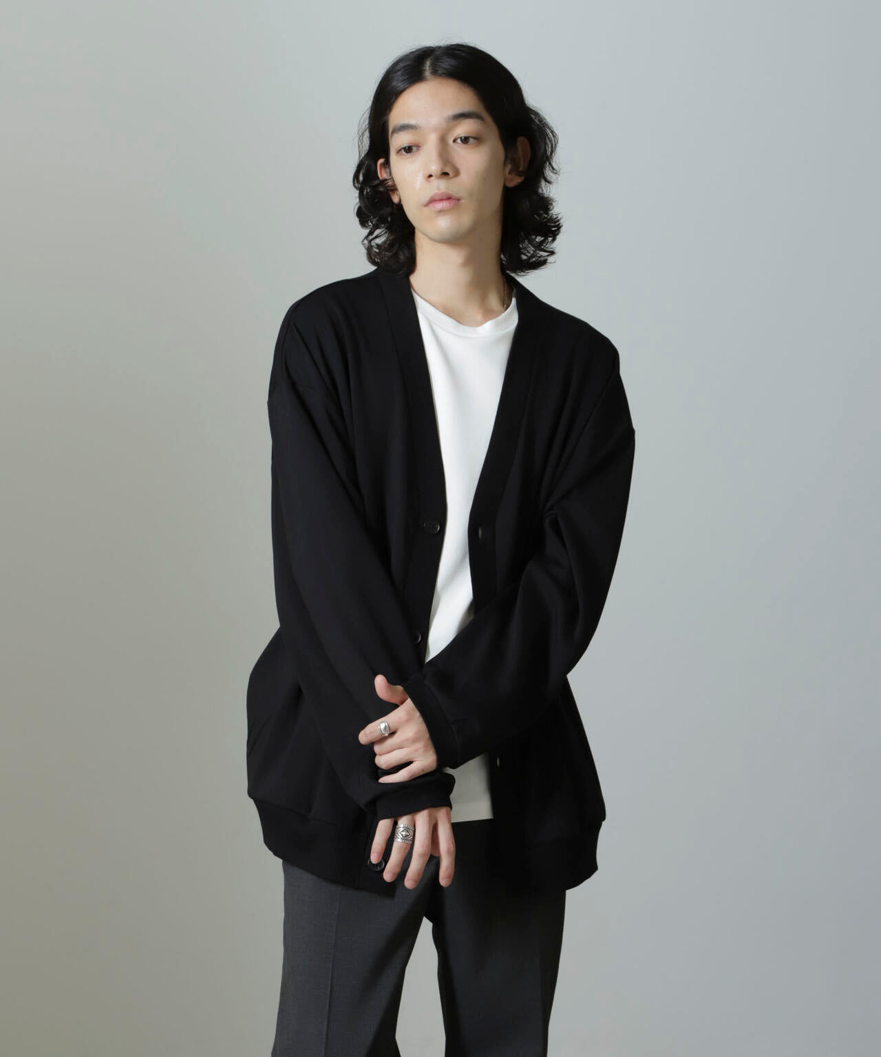 WEB限定/ダブルジャージービッグシルエットカーディガン