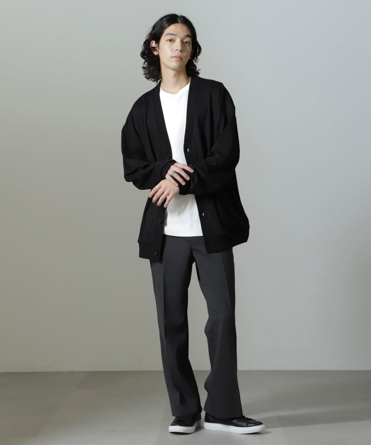 WEB限定/ダブルジャージービッグシルエットカーディガン
