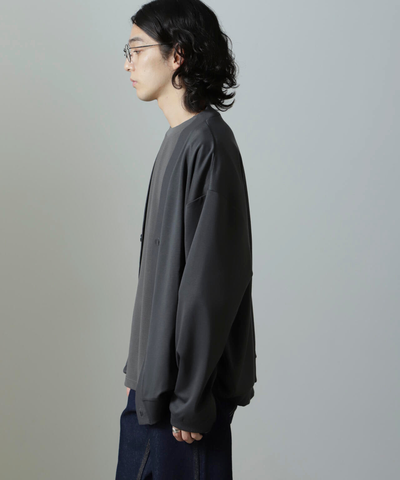 WEB限定/ダブルジャージービッグシルエットカーディガン