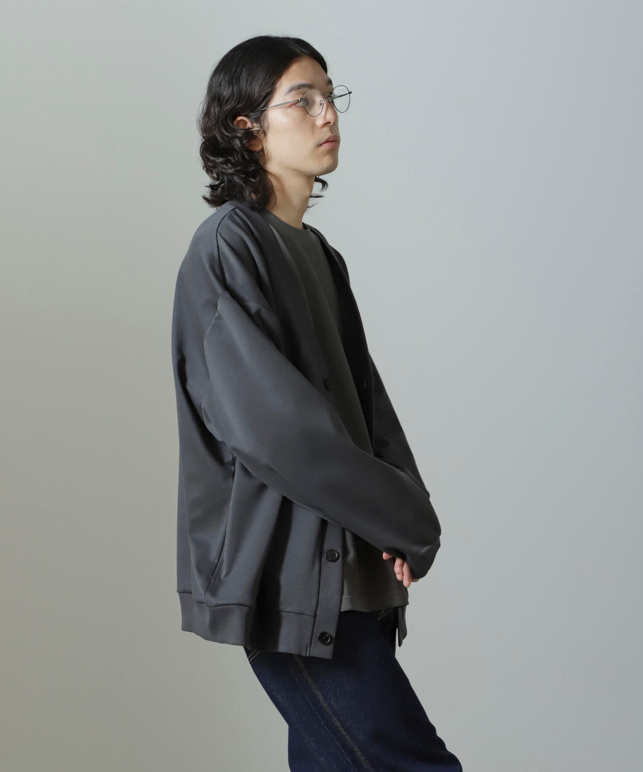 WEB限定/ダブルジャージービッグシルエットカーディガン
