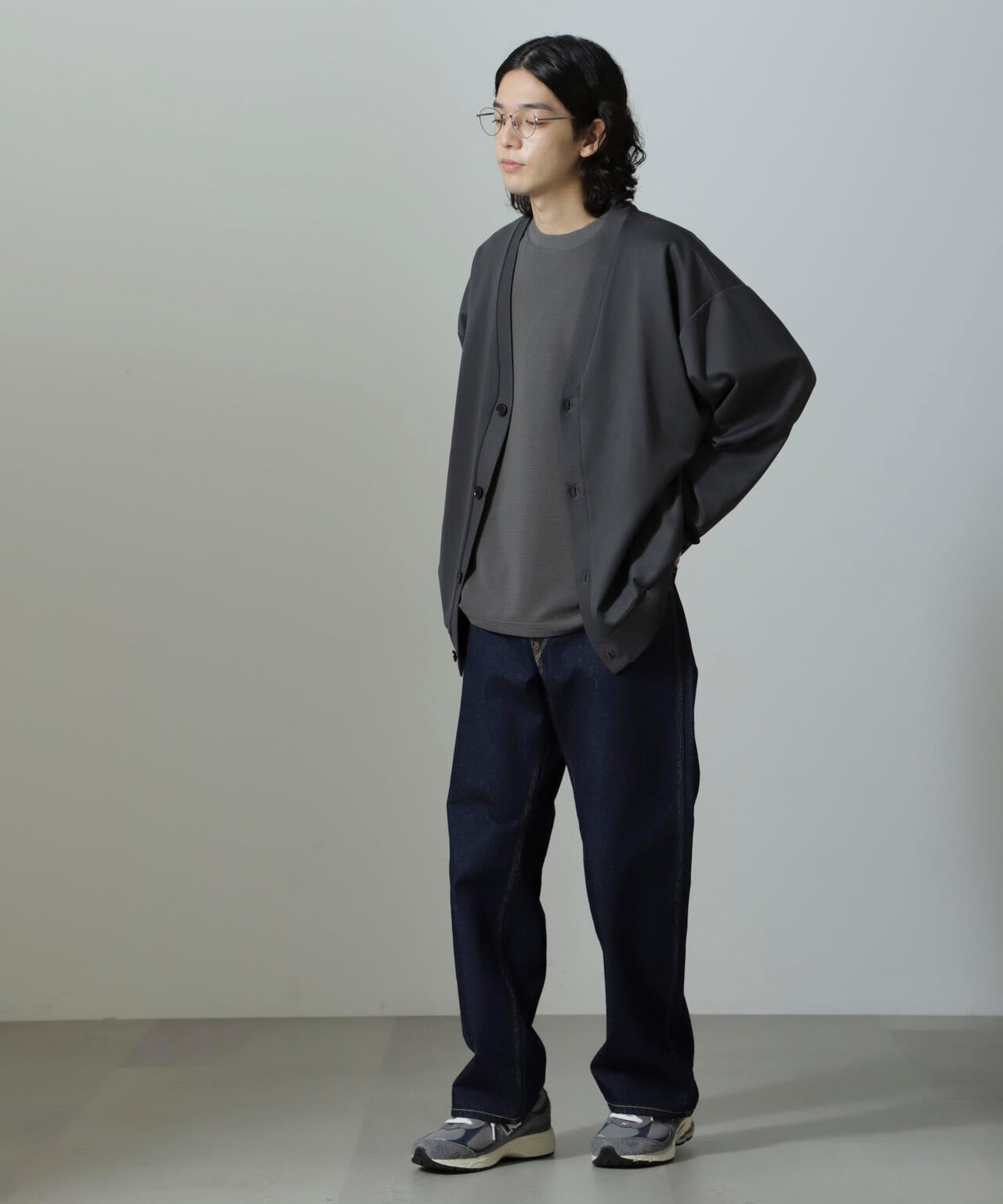 WEB限定/ダブルジャージービッグシルエットカーディガン