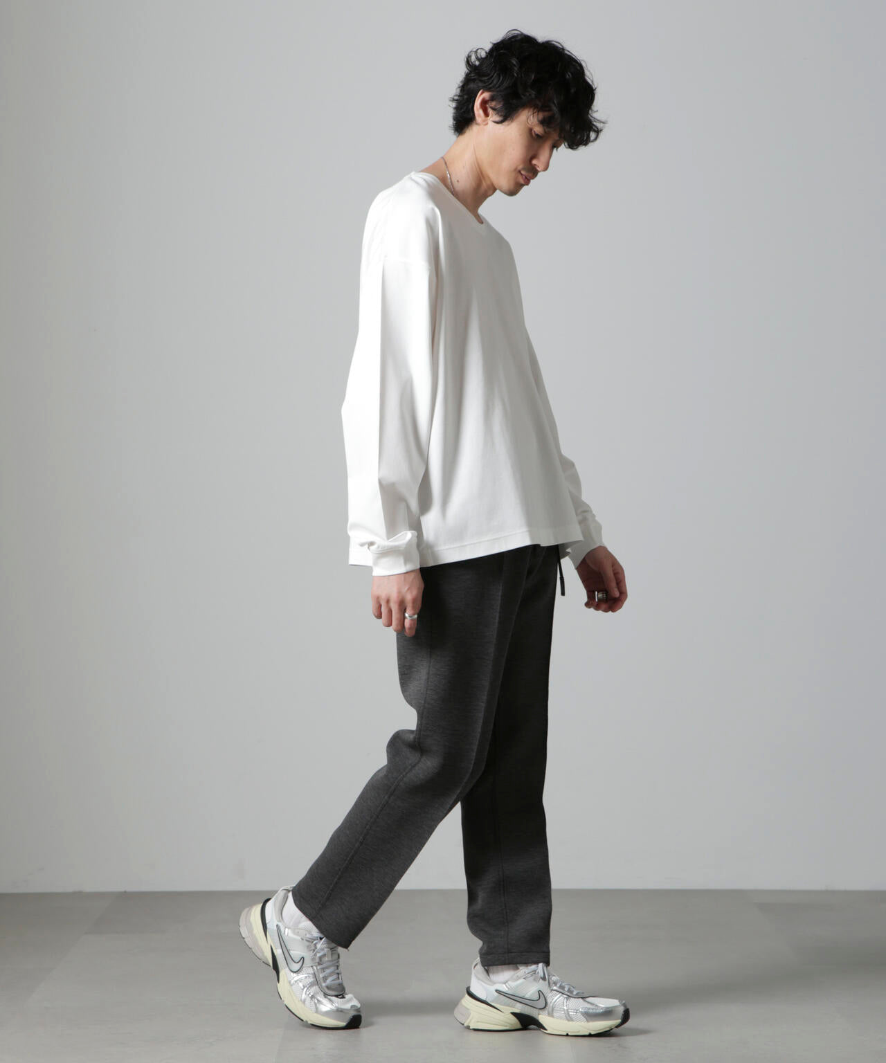 WEB限定/アンチスメル ルーズ クルーネックTシャツ 長袖 | NANO