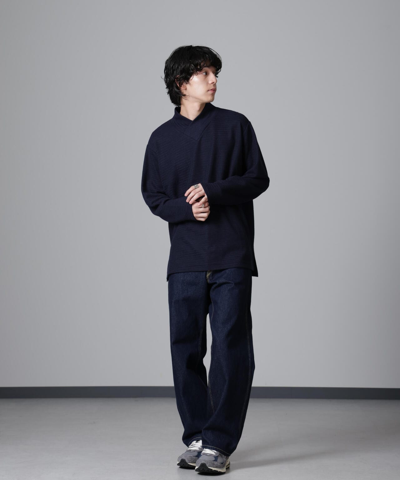 WEB限定/デザインネックサーマルプルオーバー 長袖