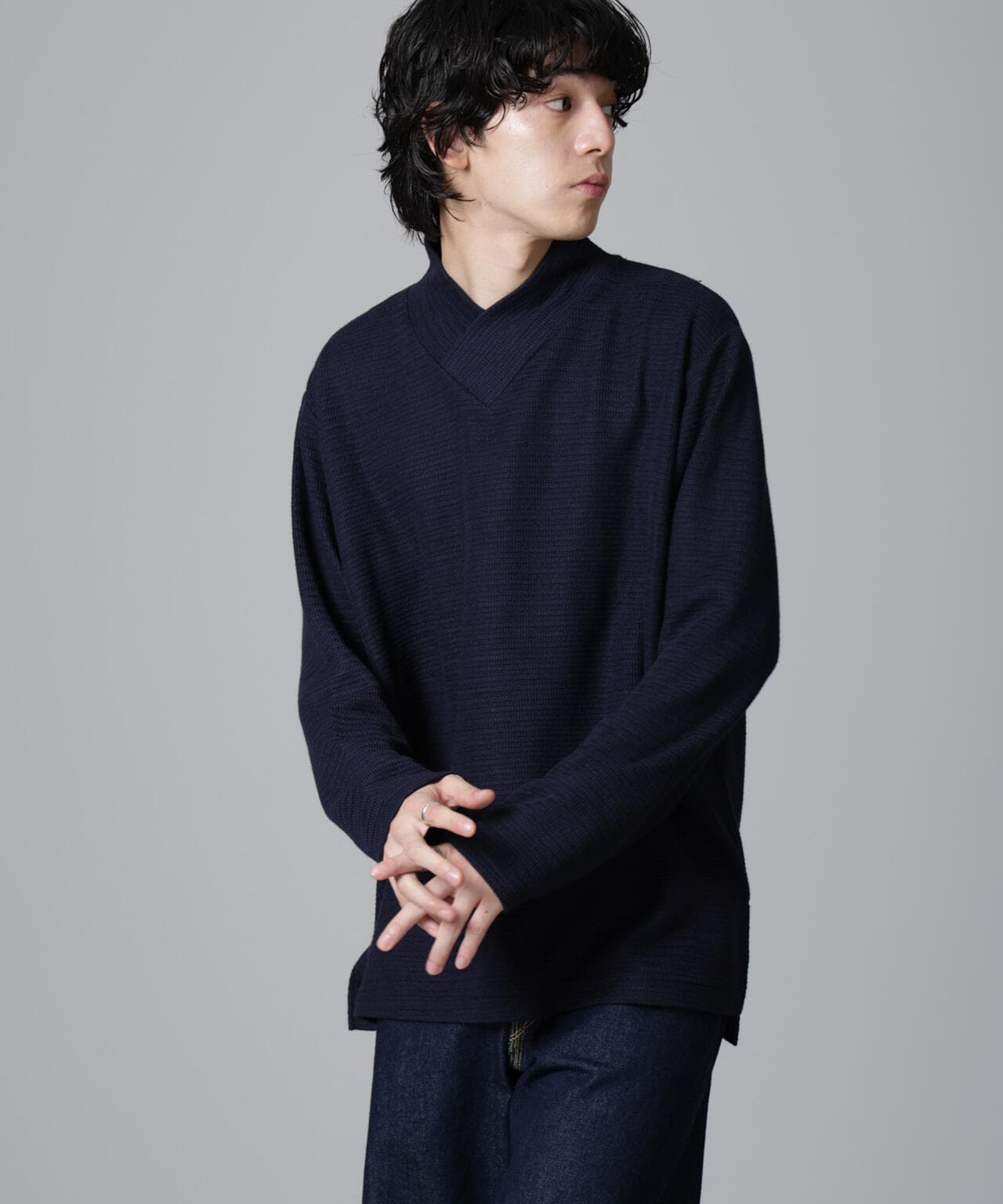 WEB限定/デザインネックサーマルプルオーバー 長袖