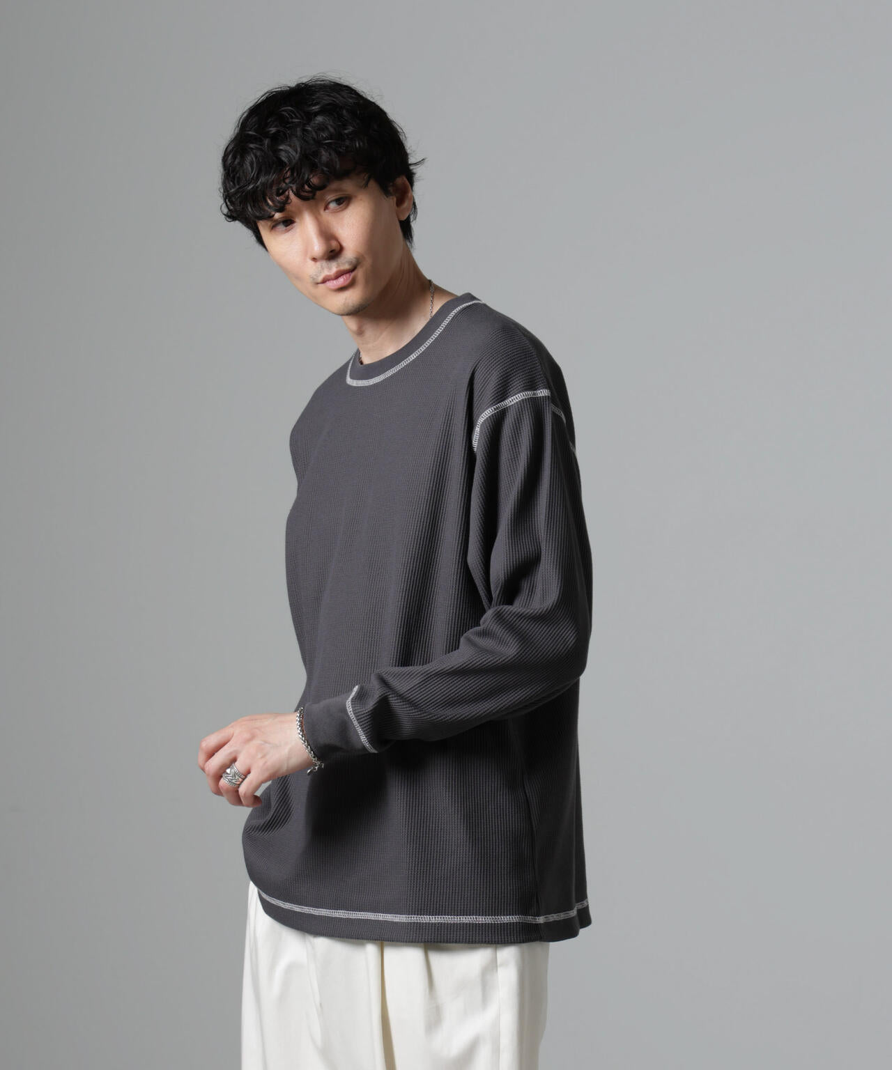 ステッチワッフルＴシャツ 長袖