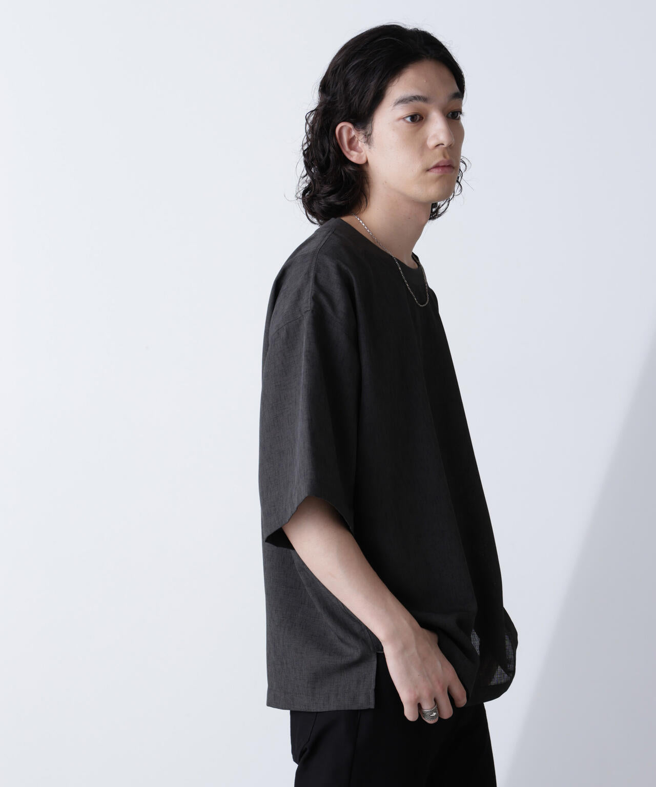 テックリネン布帛Tシャツ 半袖(セットアップ可) | NANO universe（ナノ