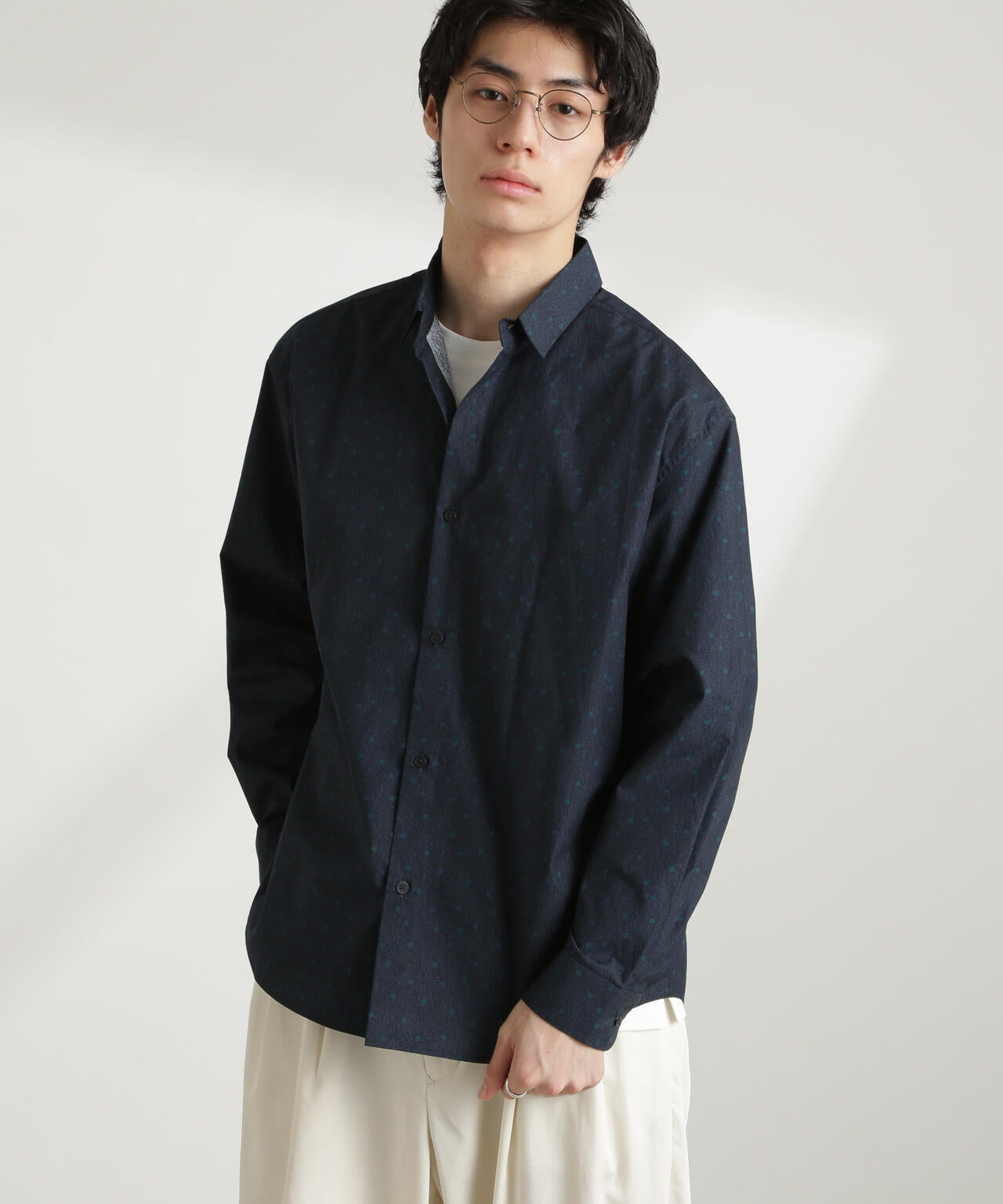 フラワーパターン 長袖シャツ オリジナルパターンフラワープリントシャツ 長袖 | NANO