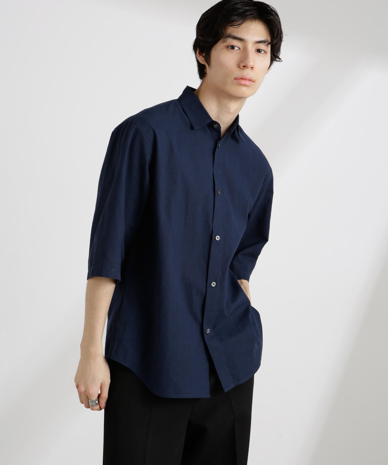 クールマックスリネンレギュラーカラー7分袖 | NANO universe（ナノ