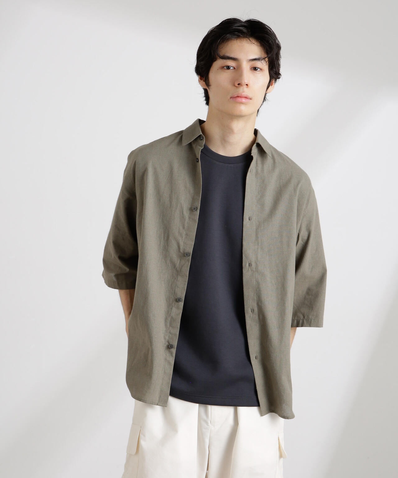 クールマックスリネンレギュラーカラー7分袖 | NANO universe（ナノ