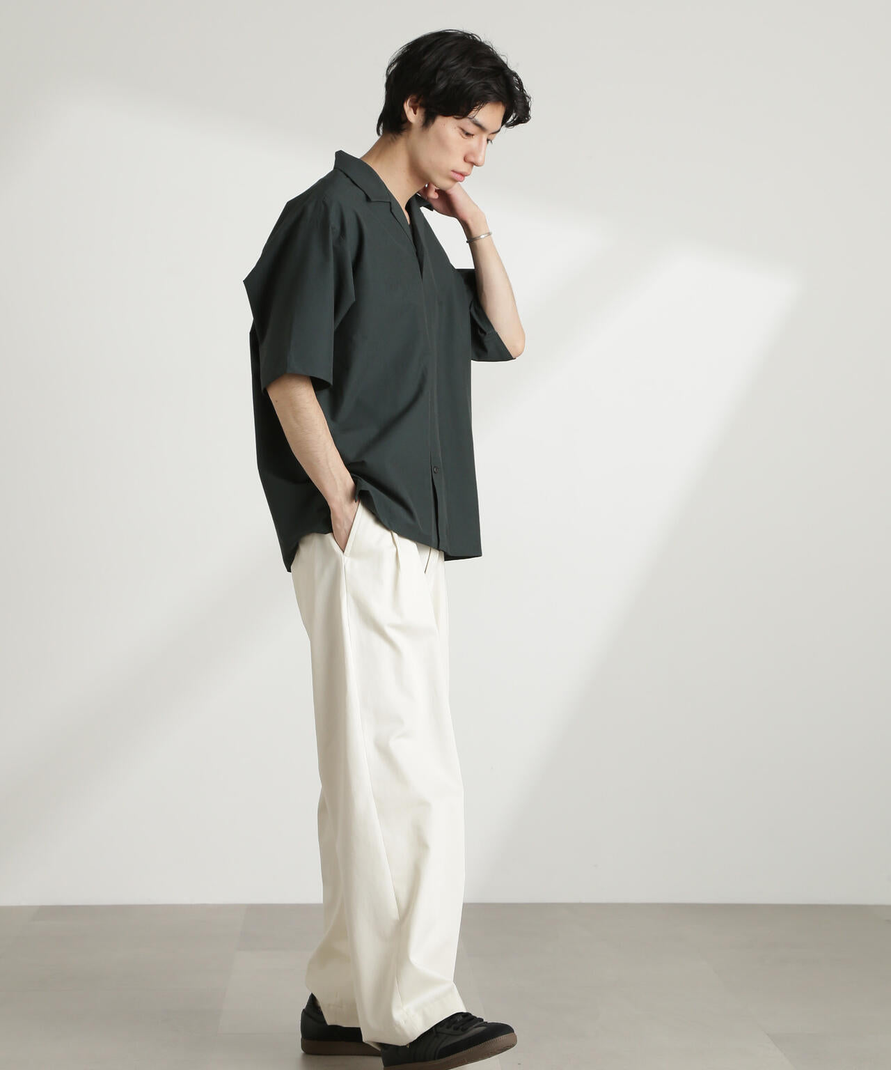 ストレッチワイドオープンカラーシャツ 半袖(セットアップ可) | NANO