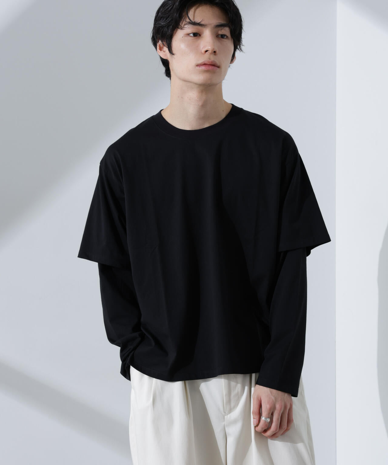 Naptime. フェイクレイヤードLONG T-SHIRTS- +ショッパー フェイクレイヤードTシャツ 長袖 | NANO universe（ナノ・ユニバース
