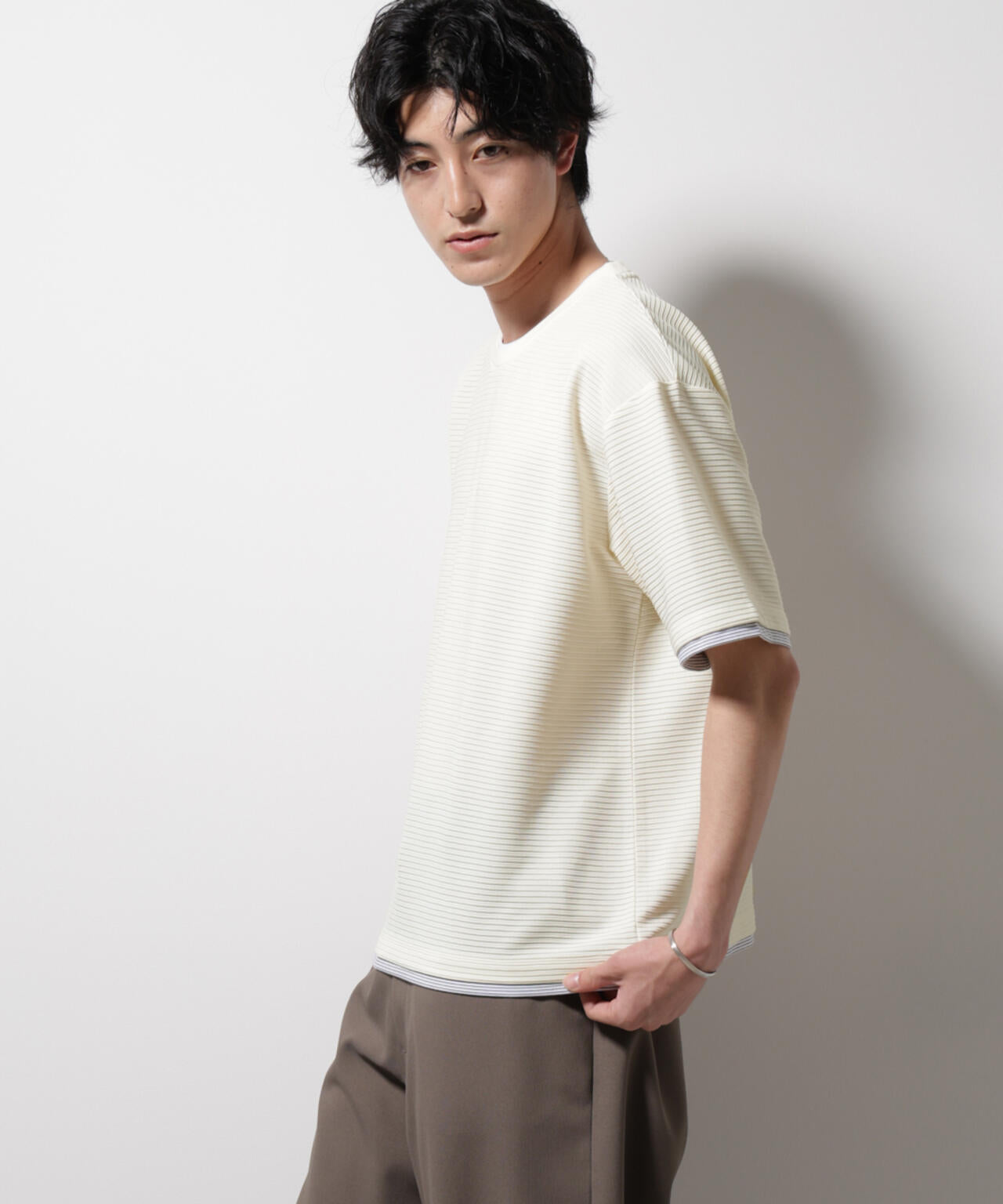 ガーターフェイクレイヤードTシャツ 半袖