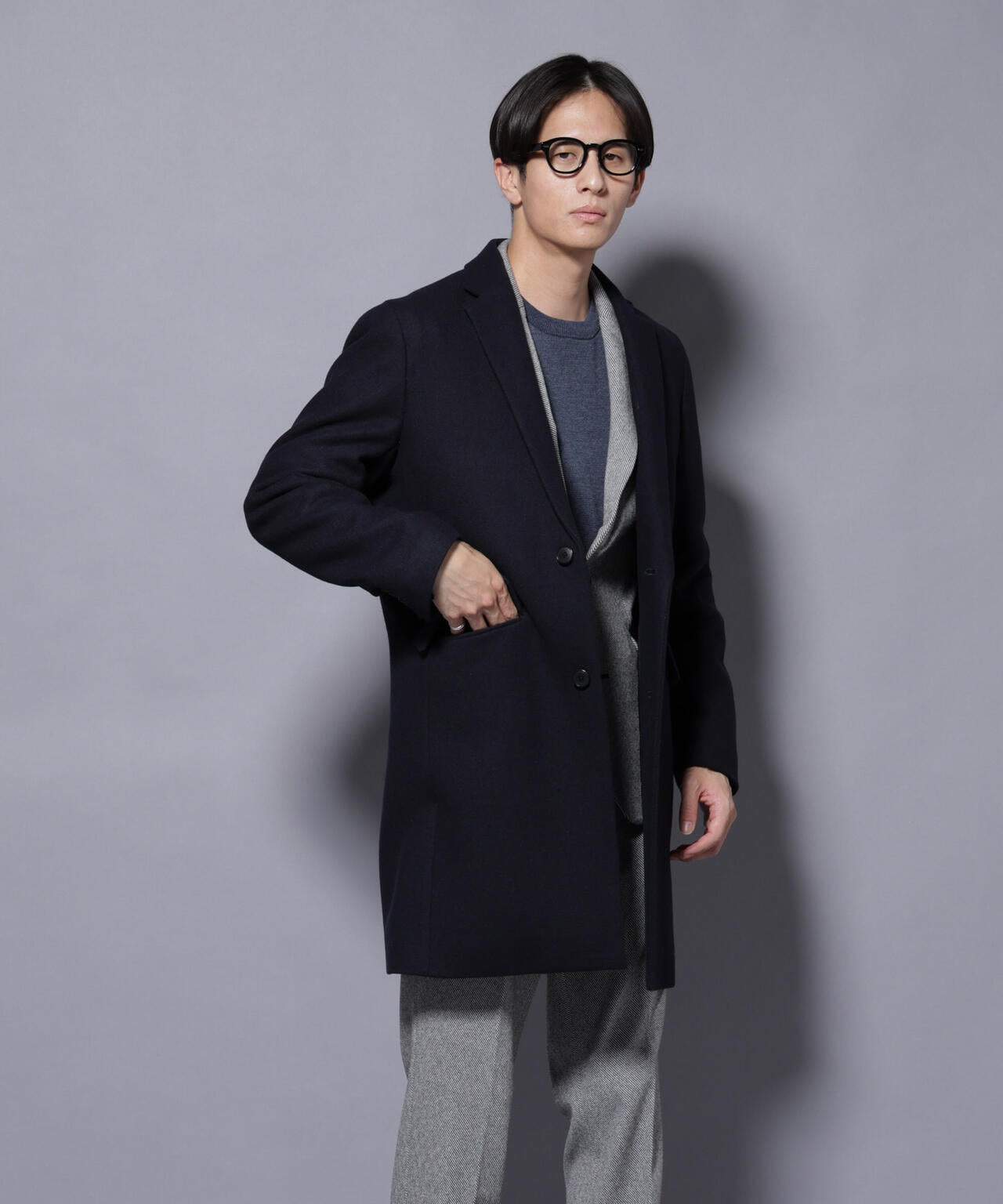 nanouniverse アウター ジャケット メルトンチェスターコート L ウール/Nメルトンチェスターコート | NANO universe（ナノ・ユニバース