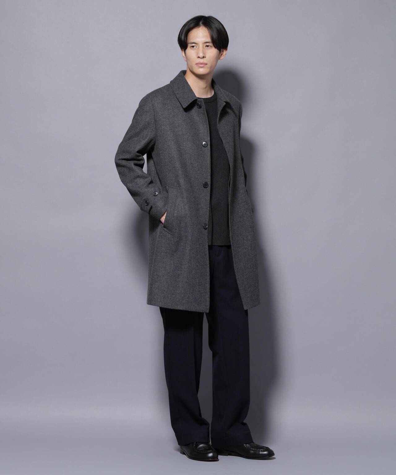 ウール/Nメルトンステンカラーコート