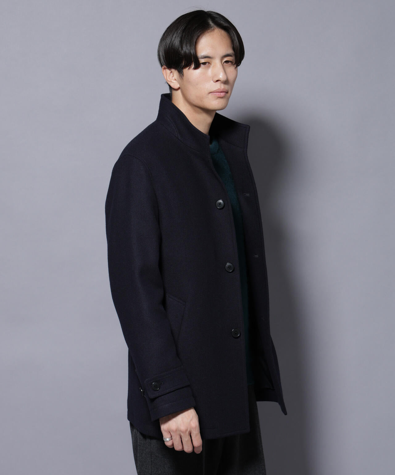 ウール/Nメルトンスタンドカラーコート | NANO universe（ナノ