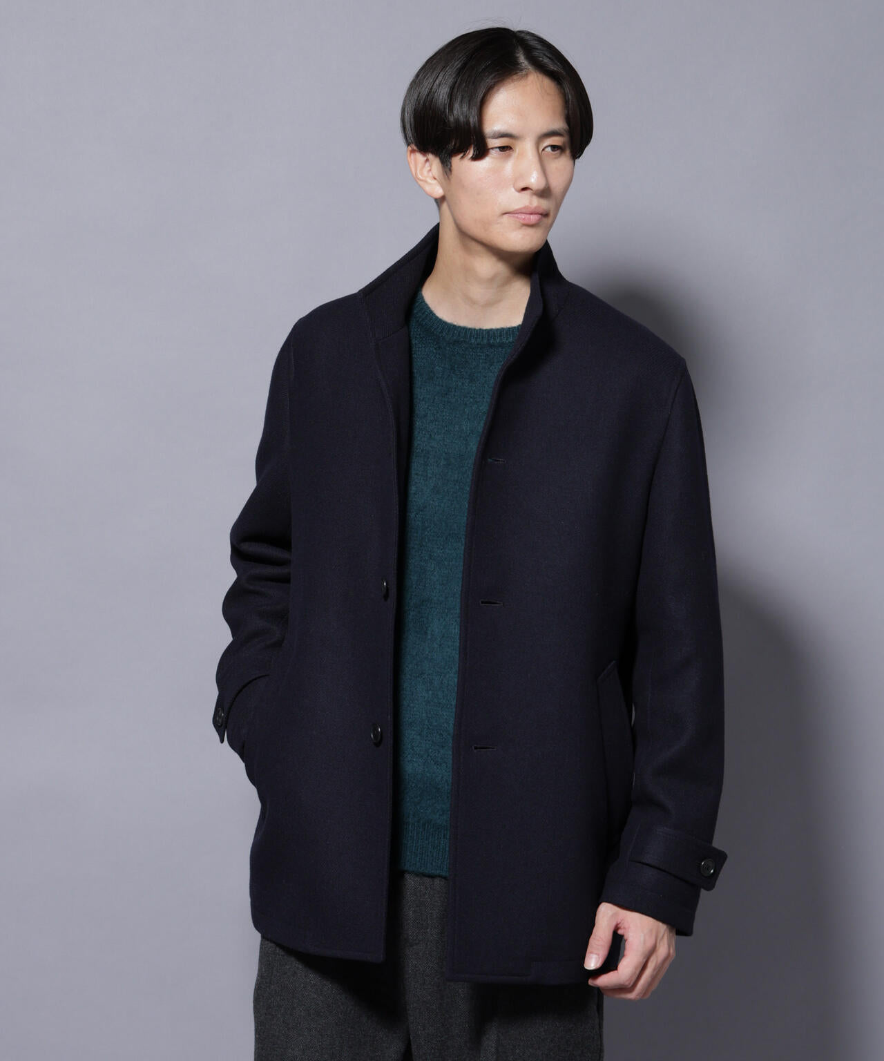 【未使用品】nano universe チェスターコート　ウール　グレー　XL位 ウール&frasl;Nメルトンチェスターコート NANO universe ナノユニバース