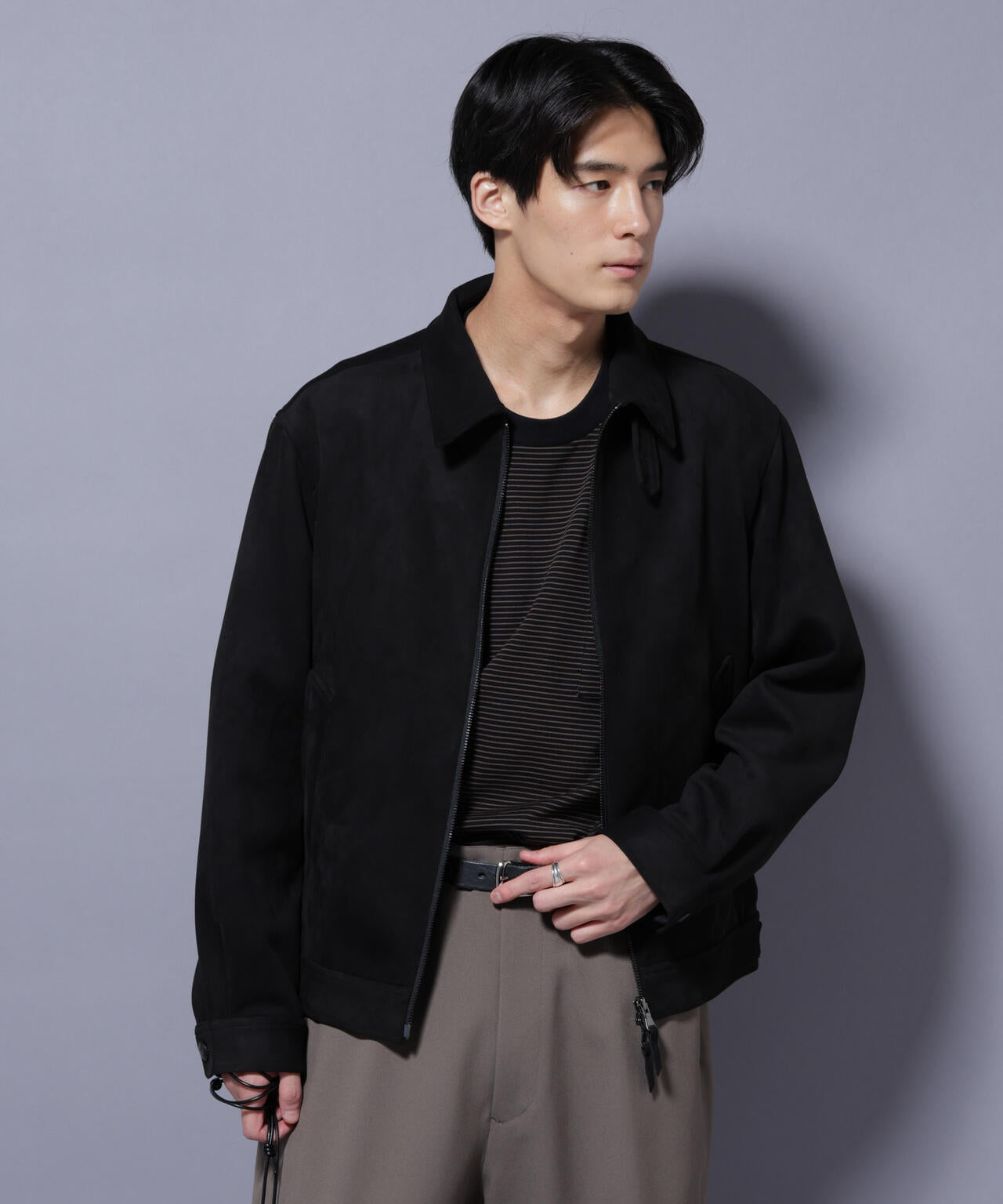 nano universe フェイクスエードブルゾン 黒 ブラック フェイクスエードブルゾン | NANO universe（ナノ・ユニバース