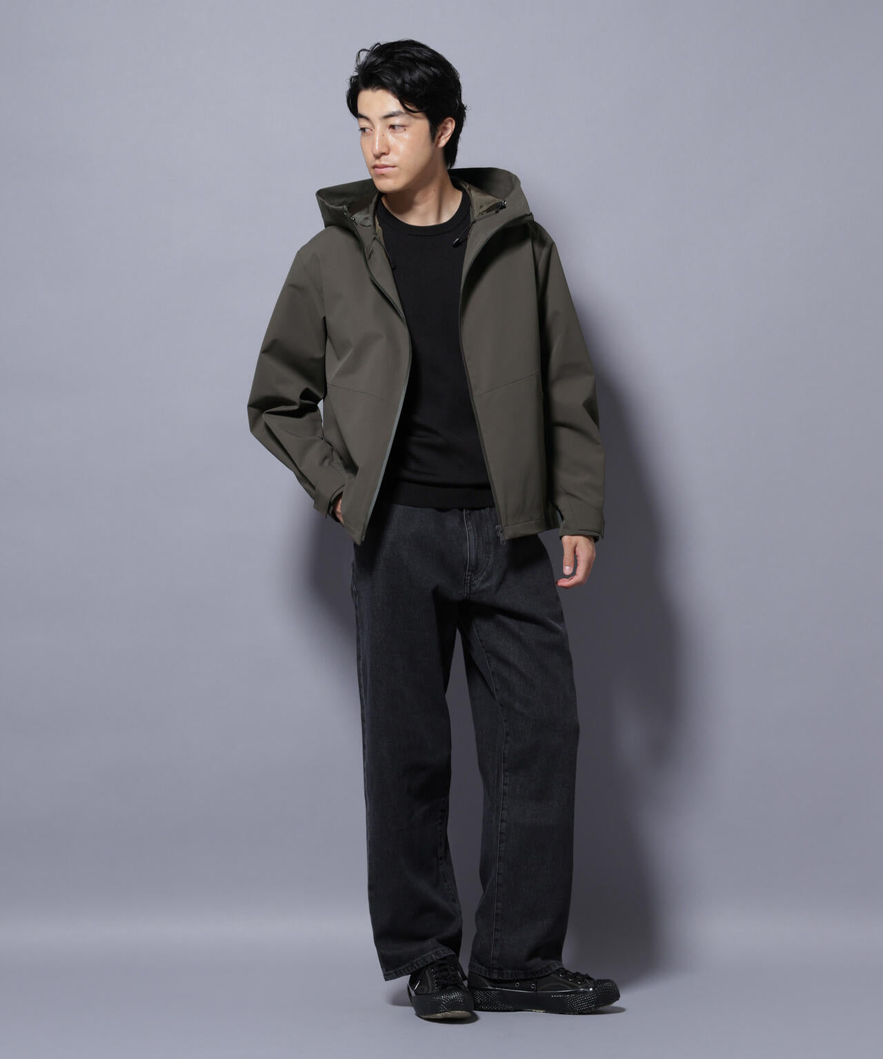 pgg ナヤミ　フーディ　ブルゾン バックプリントデニムフードブルゾン(90cm ブルー): キッズ