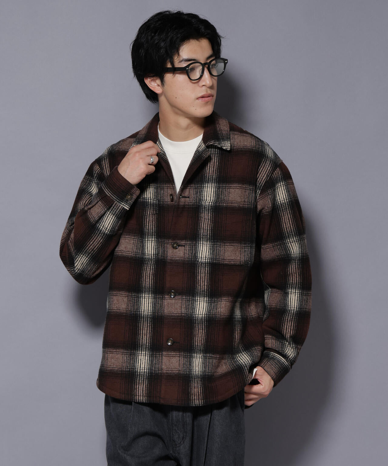 テックメルトンチェックシャツブルゾン | NANO universe（ナノ