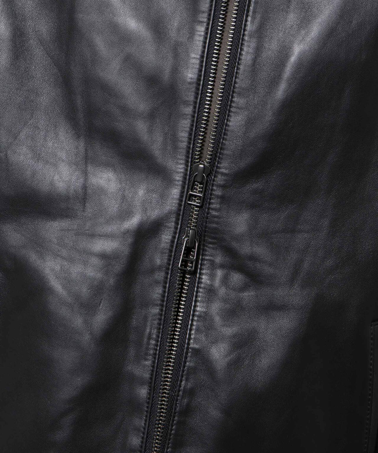 バンドカラーレザーシングルライダースジャケット | NANO universe