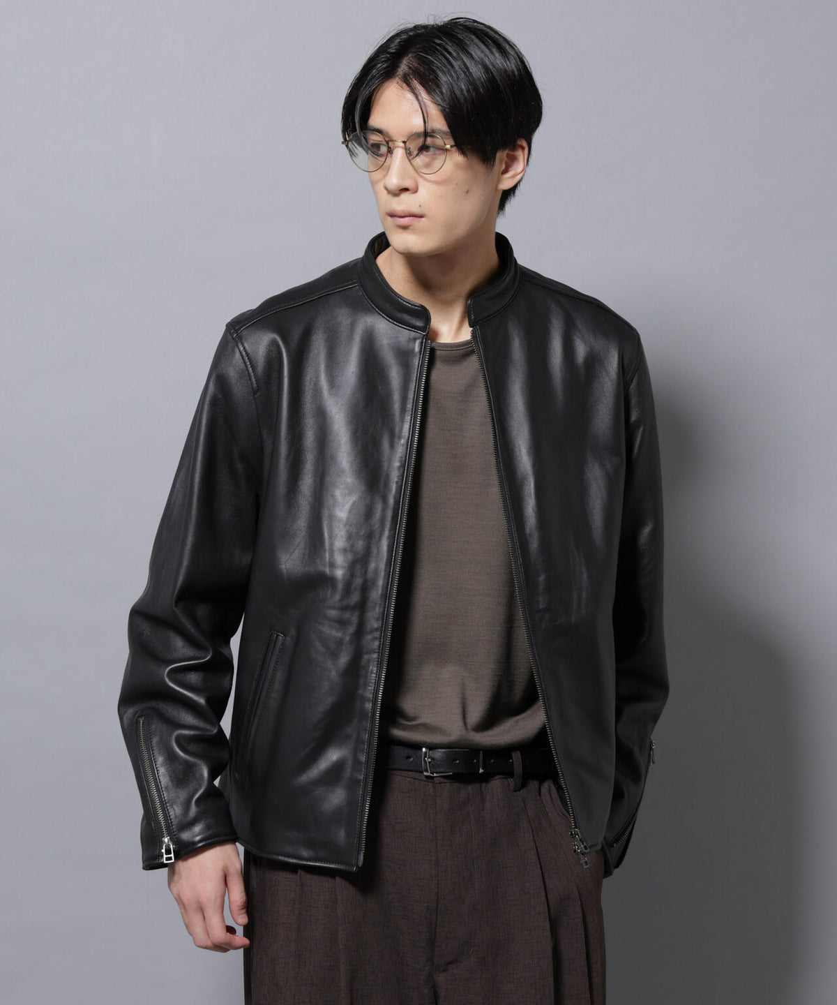 アバハウス 希少色 羊革 ラベンダー レザージャケット シングル 