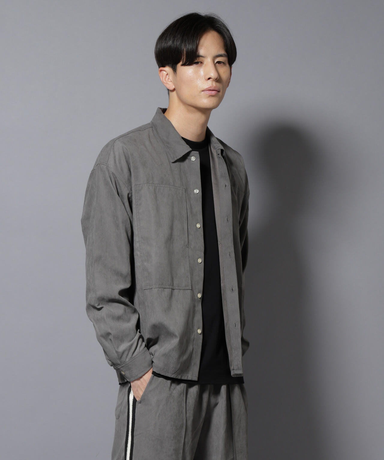 NORMANBROS別注ワイドポケット ピーチ起毛シャツ(セットアップ可)