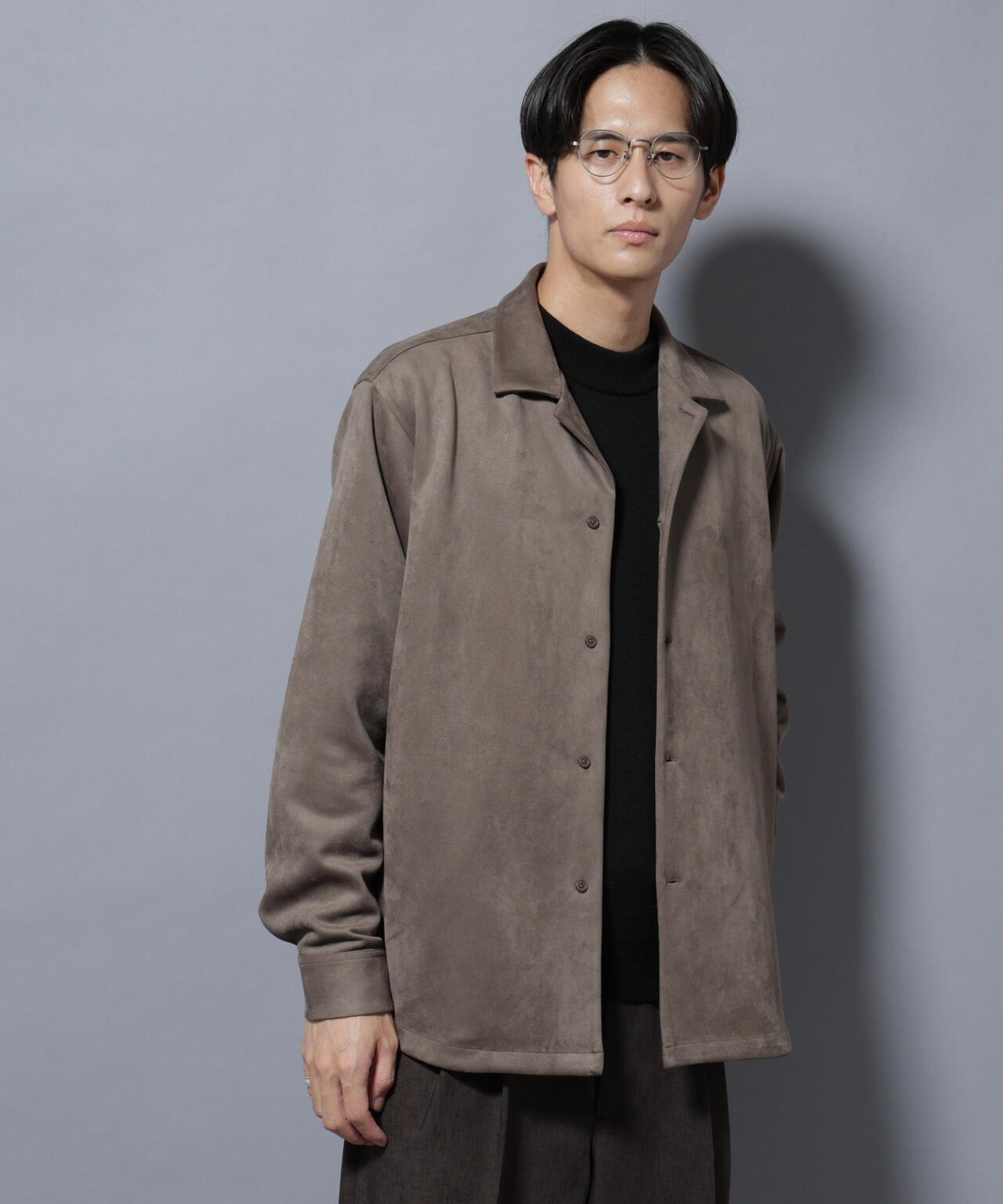 フェイクスエードシャツ 長袖