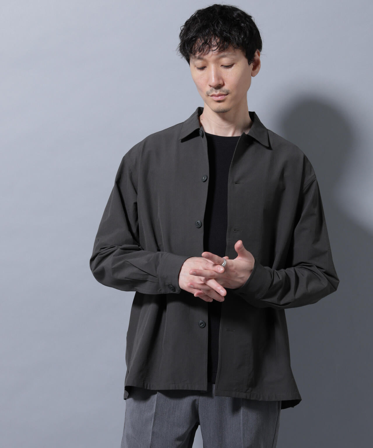 ストレッチワイドシャツブルゾン(セットアップ可)