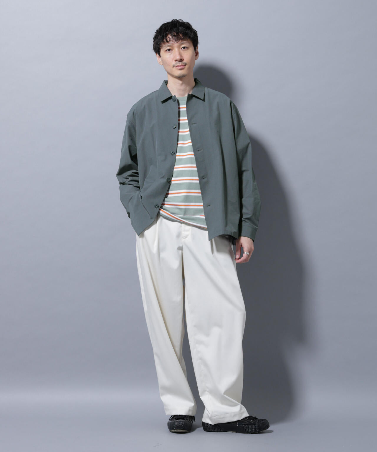 ストレッチワイドシャツブルゾン(セットアップ可)