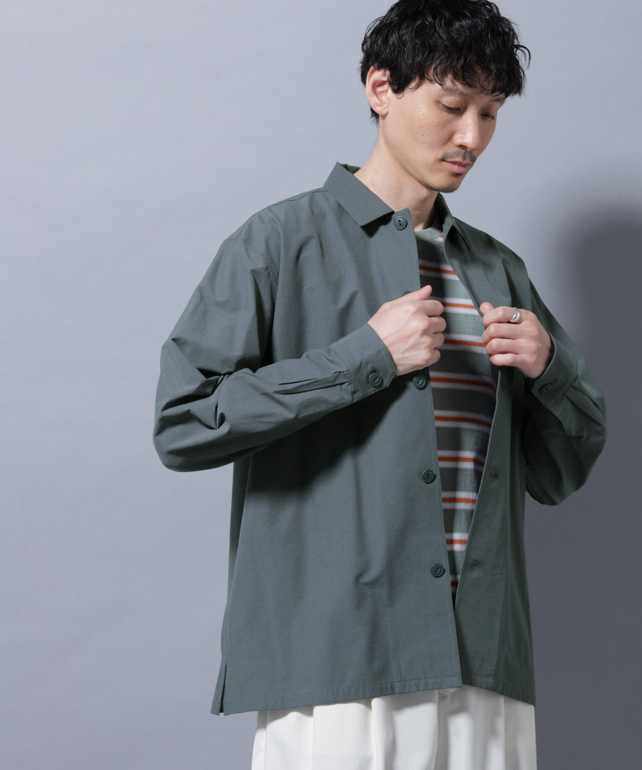 ストレッチワイドシャツブルゾン(セットアップ可) | NANO universe