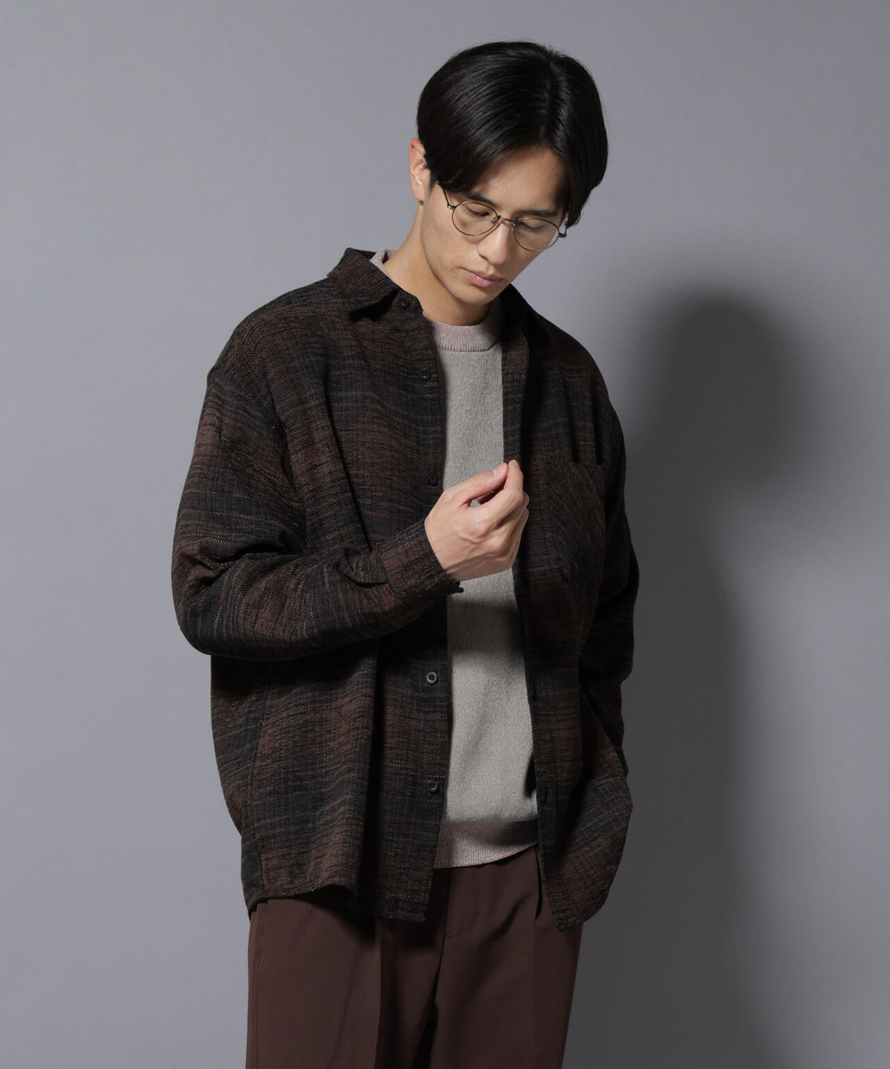 モールチェックシャツ 長袖