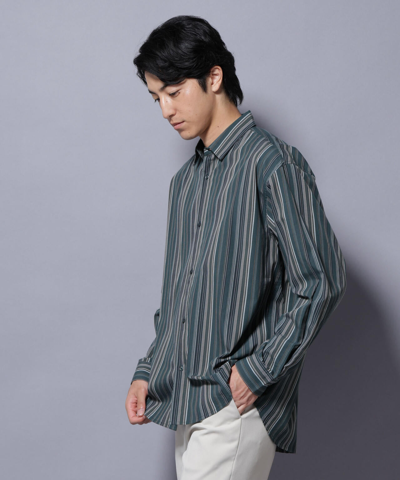ランダムストライプシャツ 長袖 | NANO universe（ナノ・ユニバース