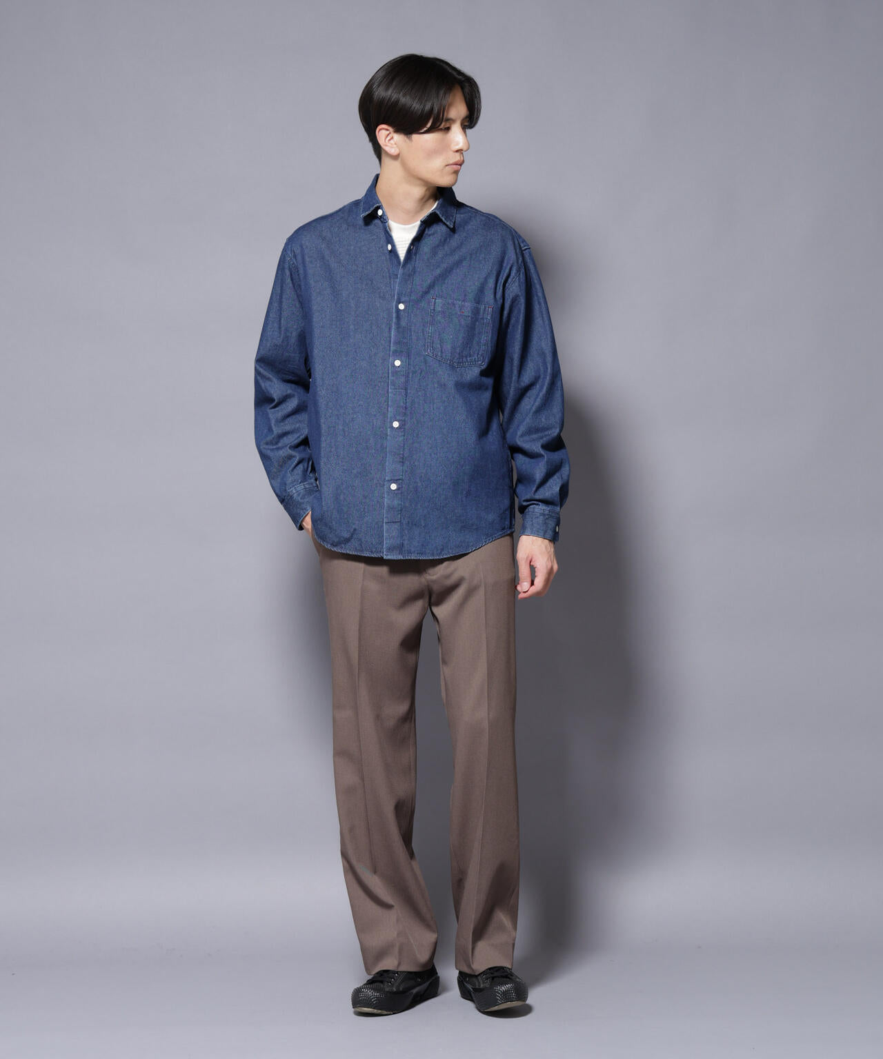 ライトオンスデニムシャツ 長袖