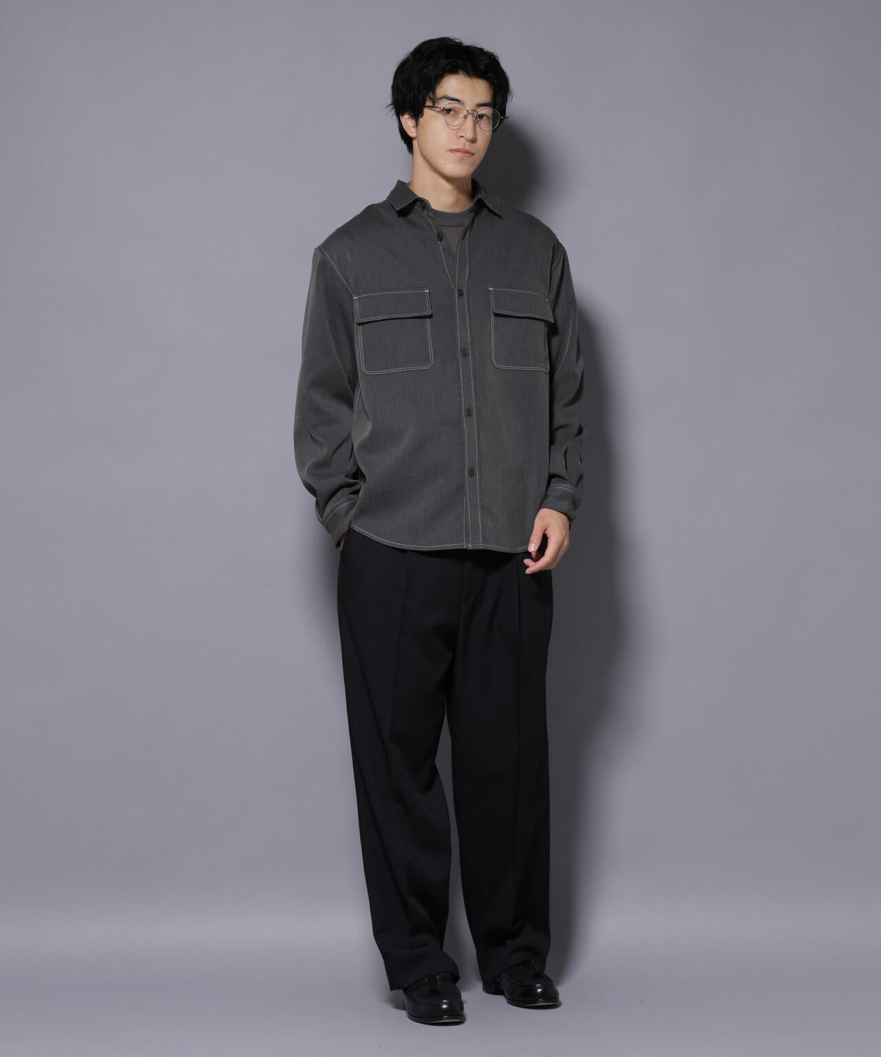 naop☆ページ ストレッチツイルフラップポケットシャツ | NANO universe（ナノ