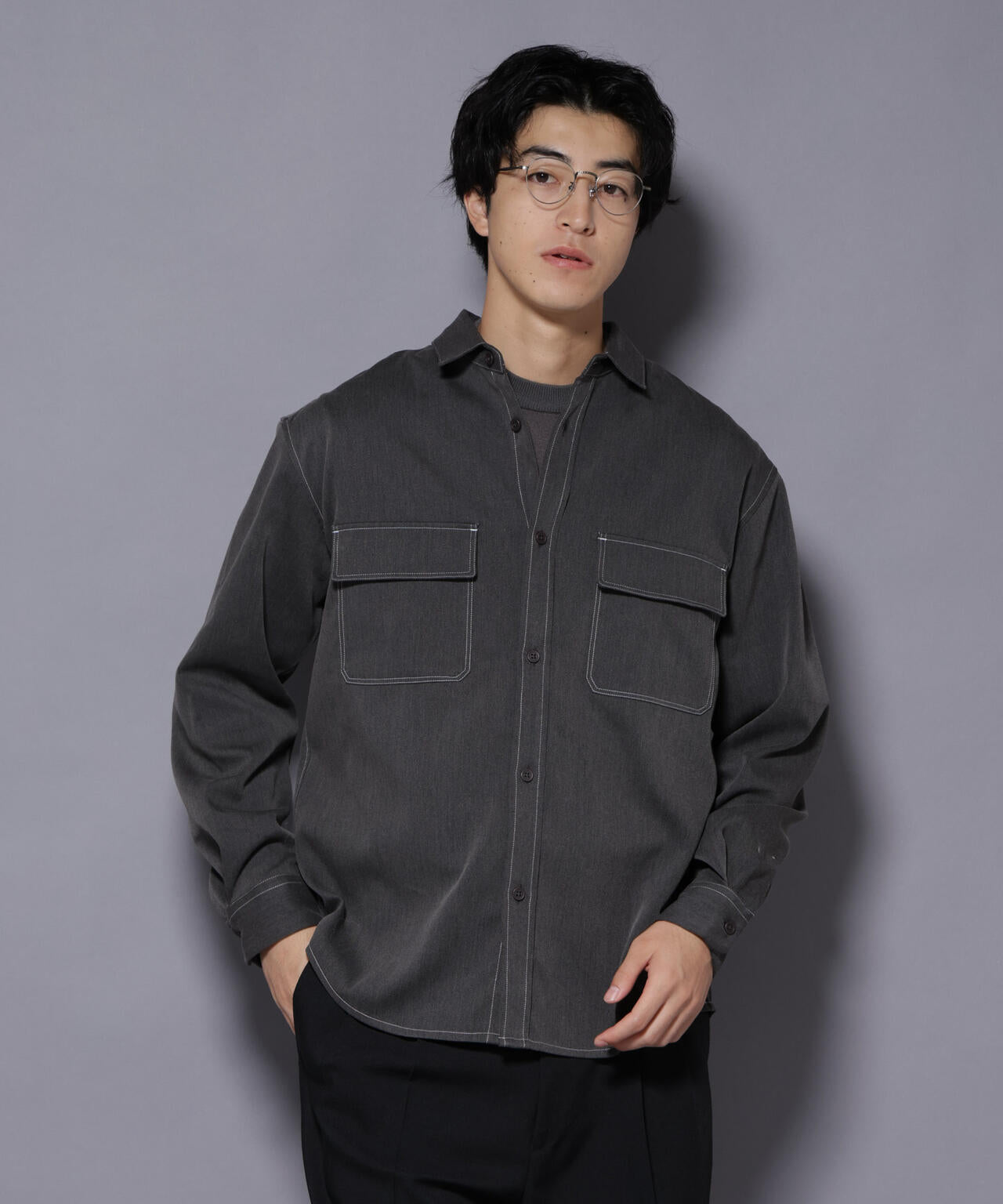 ストレッチツイルフラップポケットシャツ | NANO universe（ナノ