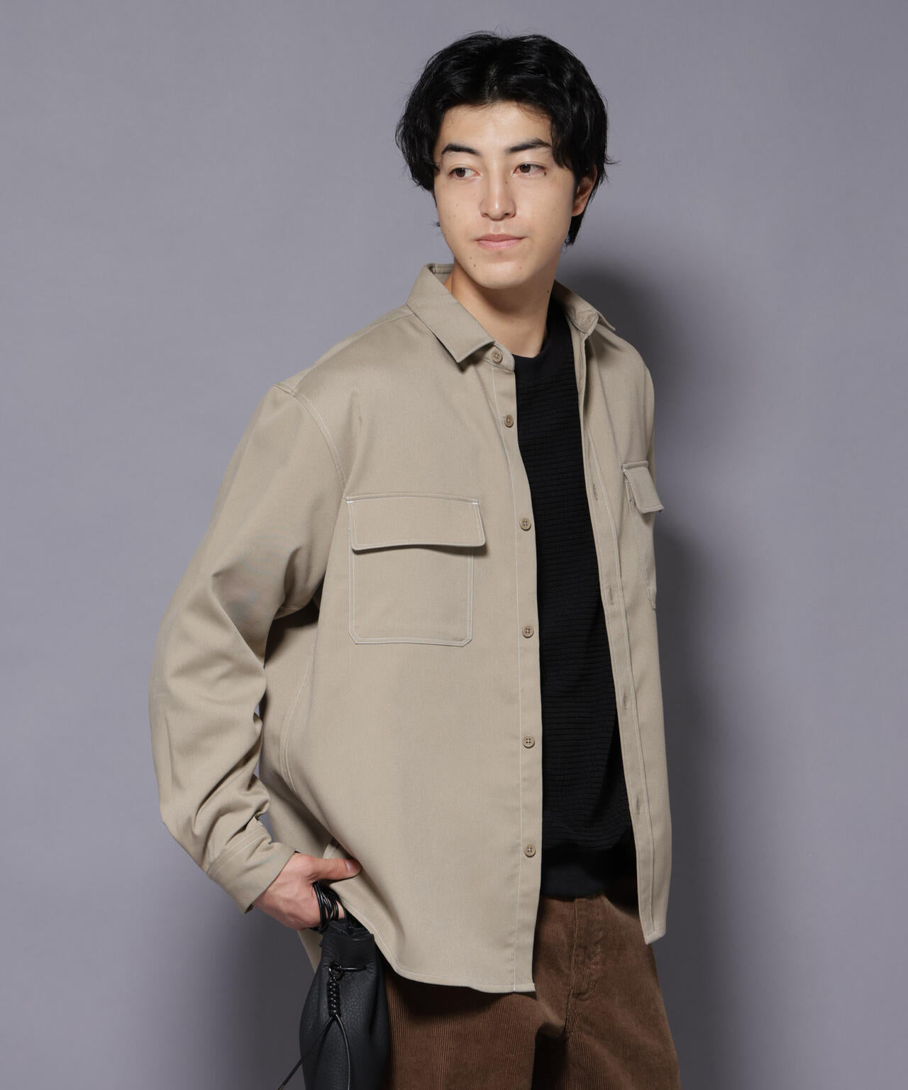 ストレッチツイルフラップポケットシャツ | NANO universe（ナノ