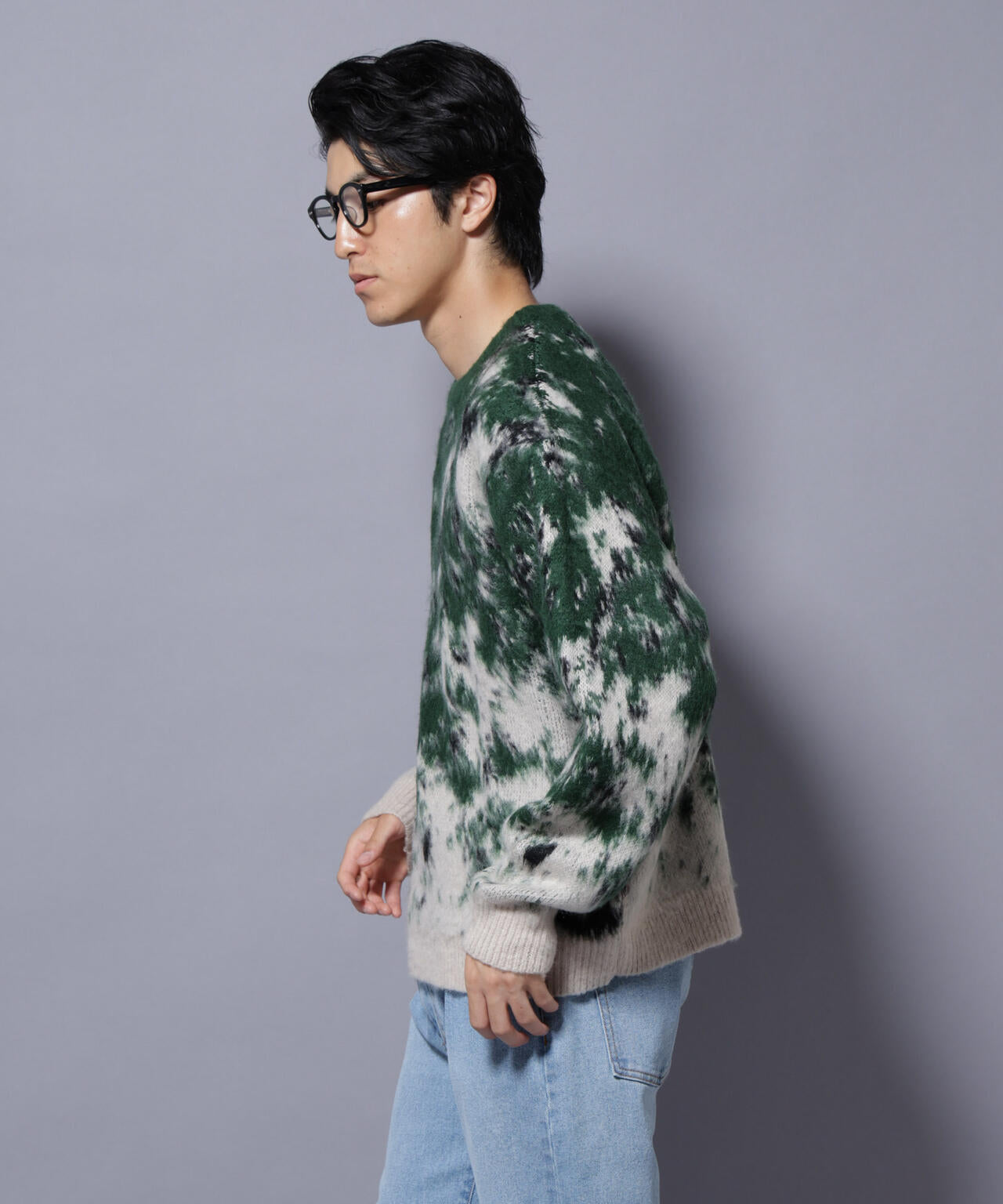 アート柄クルーネックニット2 ブライトカラー