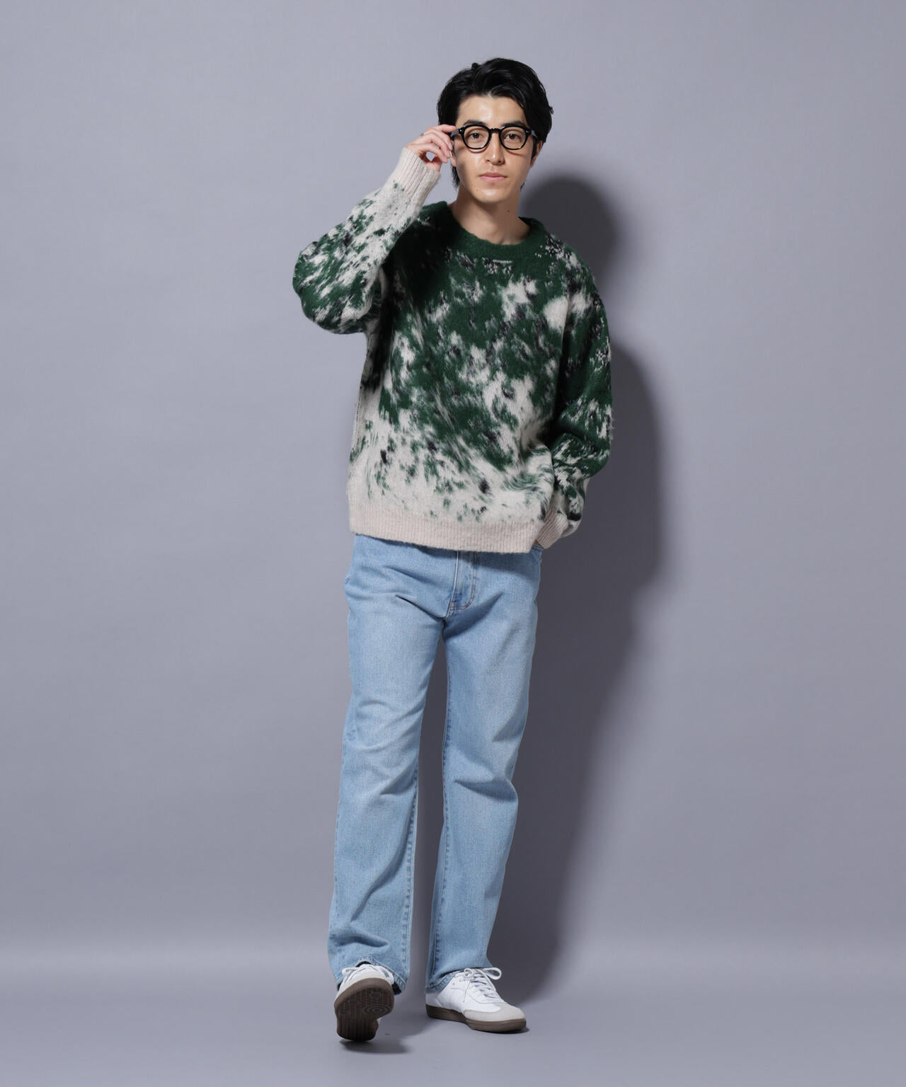 アート柄クルーネックニット2 ブライトカラー