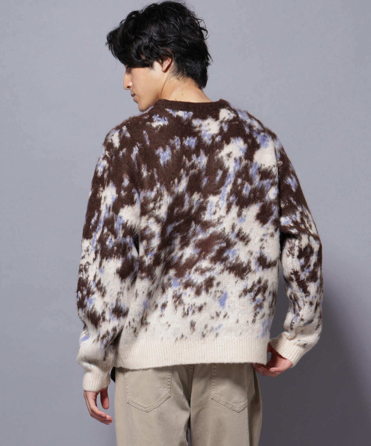 アート柄クルーネックニット2 ブライトカラー