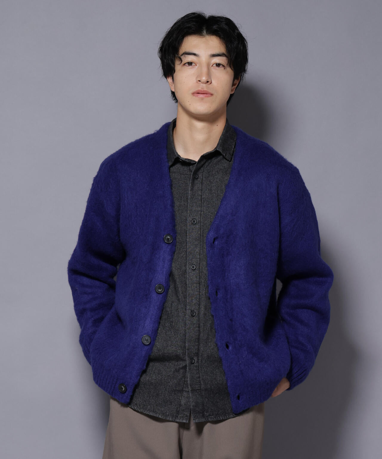 【未使用品】UNUSED モヘアカーディガン ダークブルー M~Lサイズ モヘヤライクニットカーディガン | NANO universe（ナノ・ユニバース