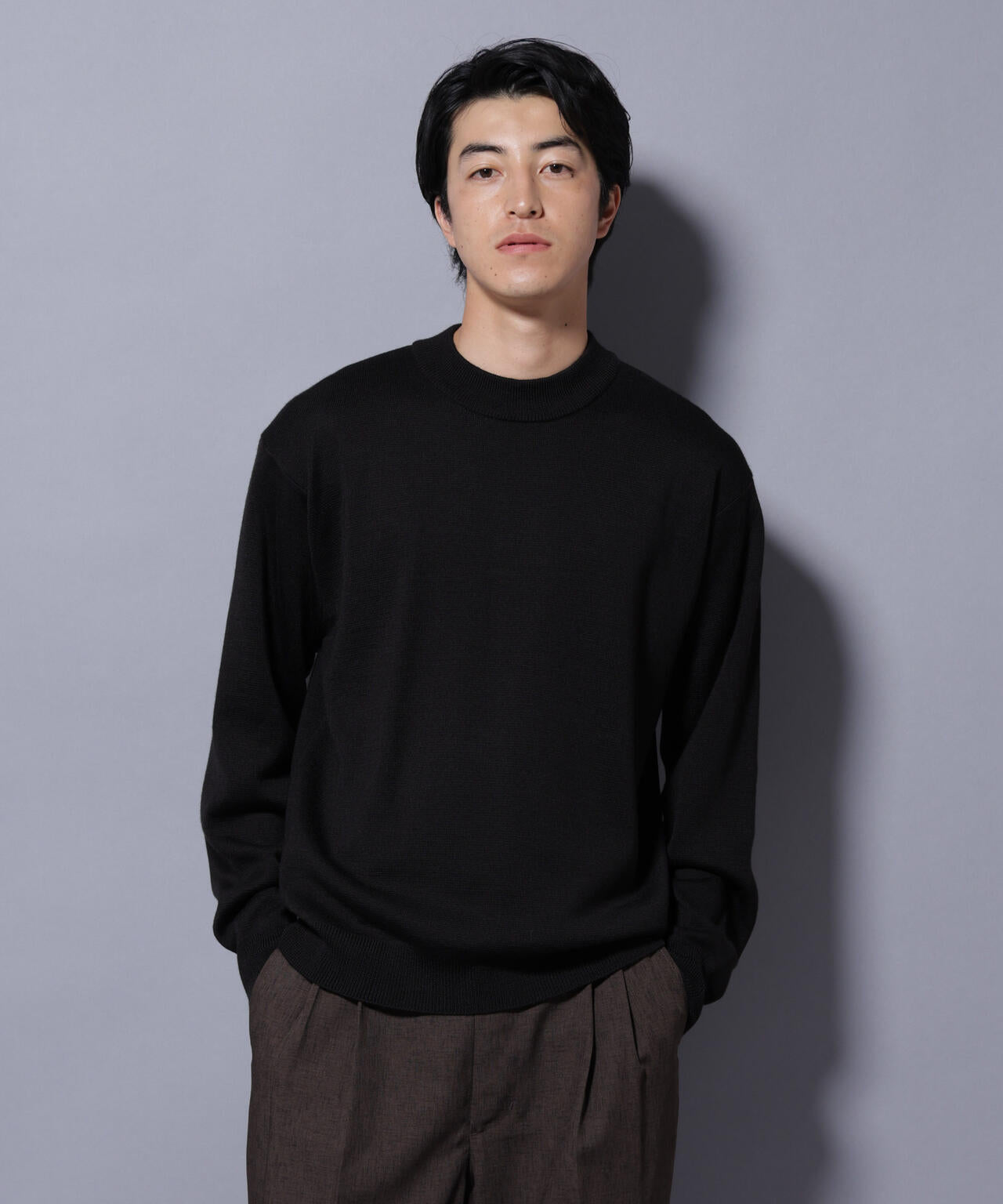 タスマニアウールミックス ミラノリブリラックスモックネックニット