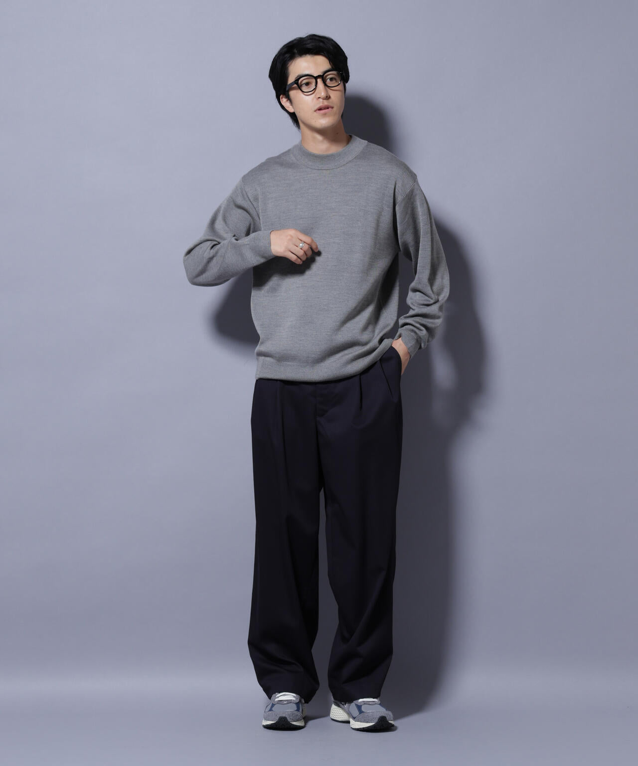 タスマニアウールミックス ミラノリブリラックスモックネックニット